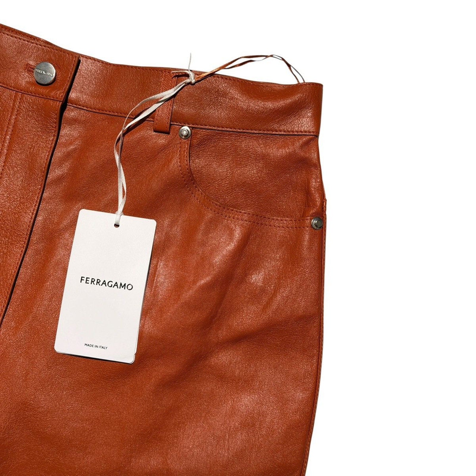 Nappa leather terracotta pant