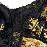 2006 runway Bird & Floral Print Stretch Silk Midi Dress