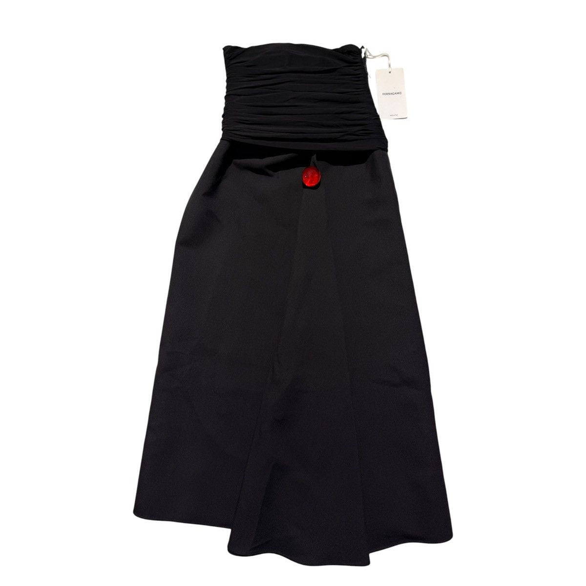 Ruched Waist Slit Hem Maxi Skirt