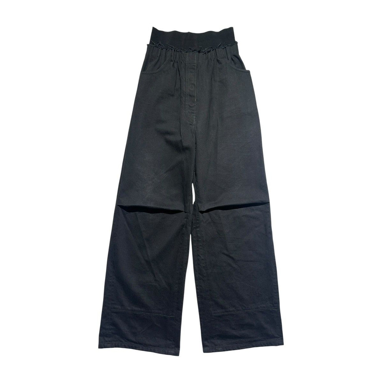 Gathered elastic cinch waist baggy denim