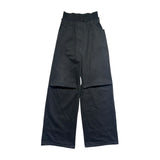 Gathered elastic cinch waist baggy denim
