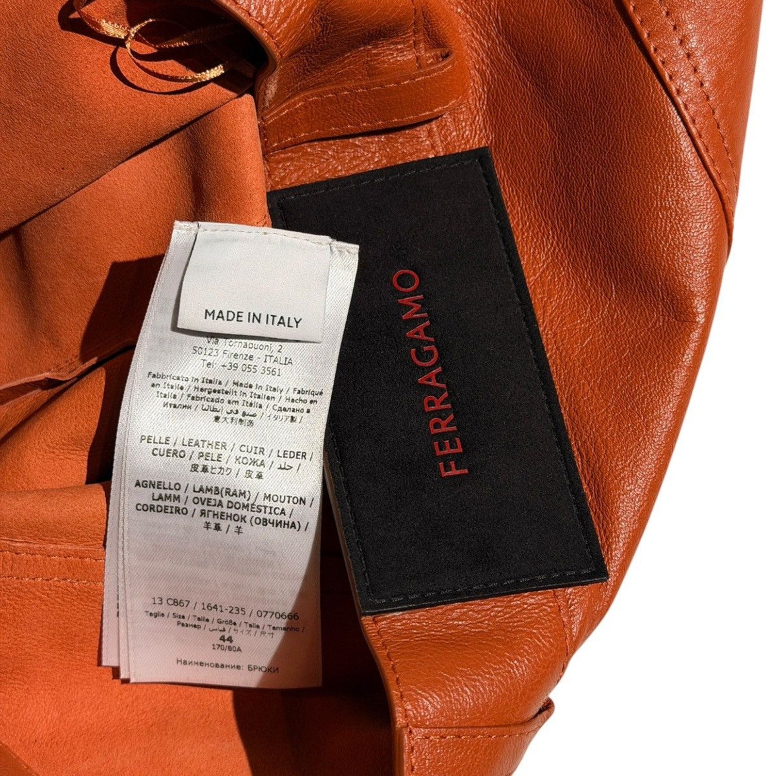 Nappa leather terracotta pant