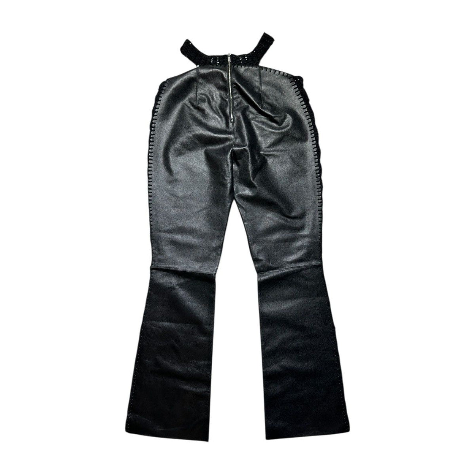 Leather crochet cut out pant