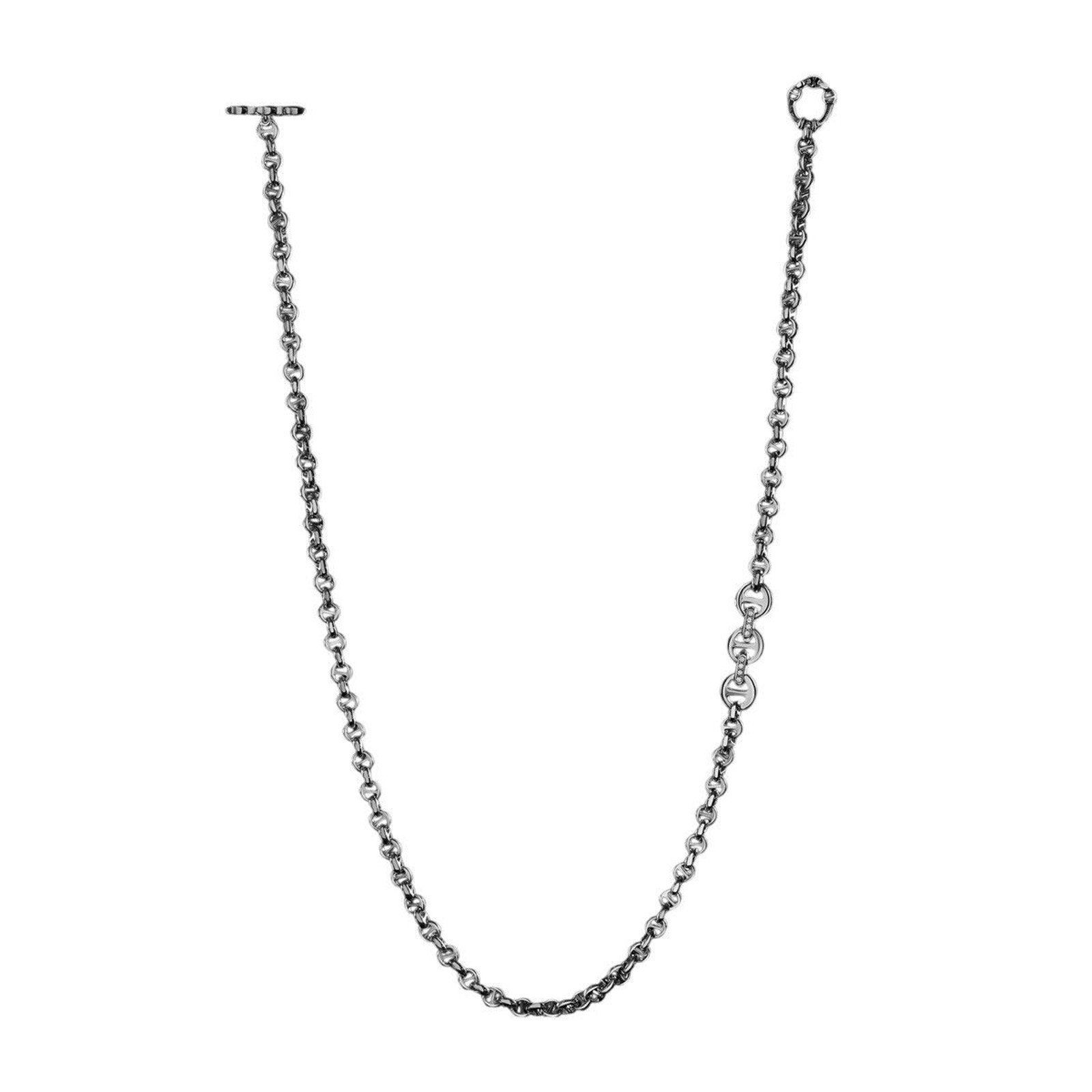 24” 5mm Sterling Silver Open Link Necklace with Diamonds