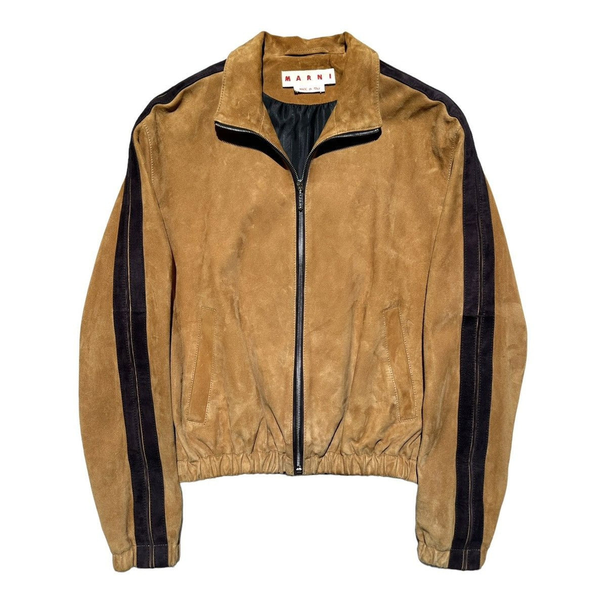 Leather sueded track jacket