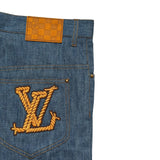 Western embroidered cotton chambray shorts