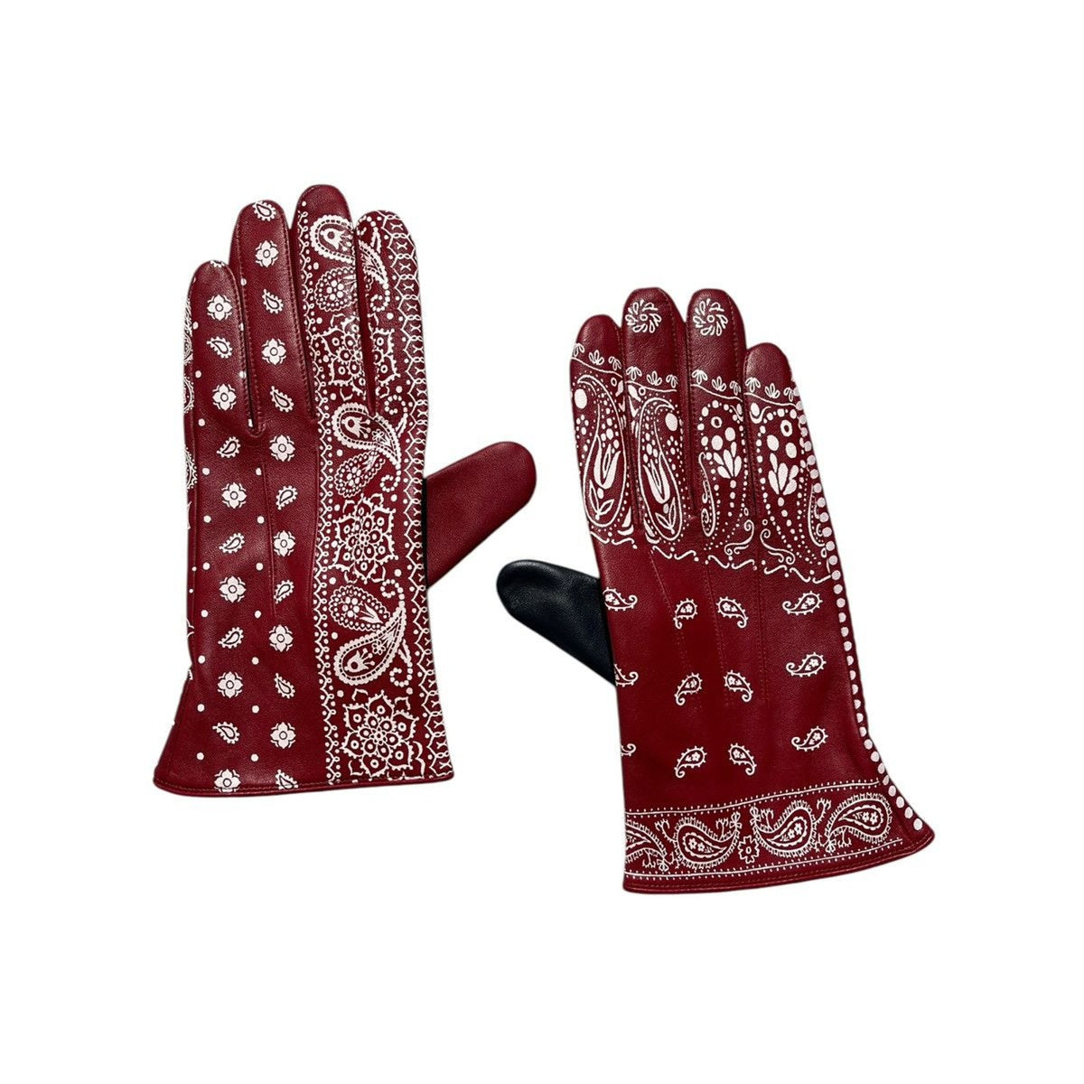 Lamb skin Leather paisley gloves