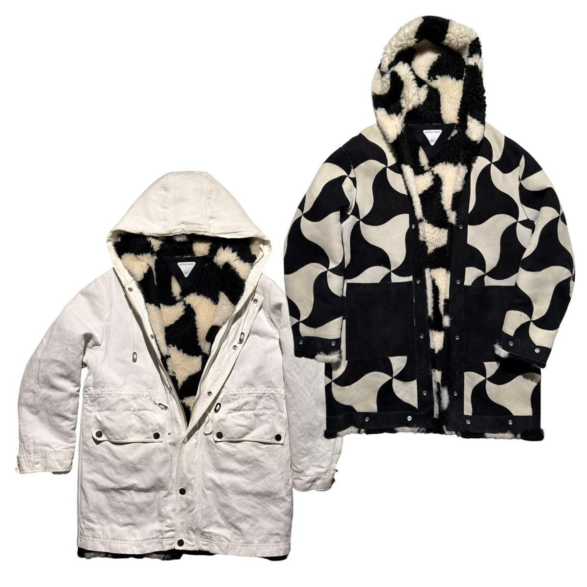 2-in-1 leather and fur parka jacket