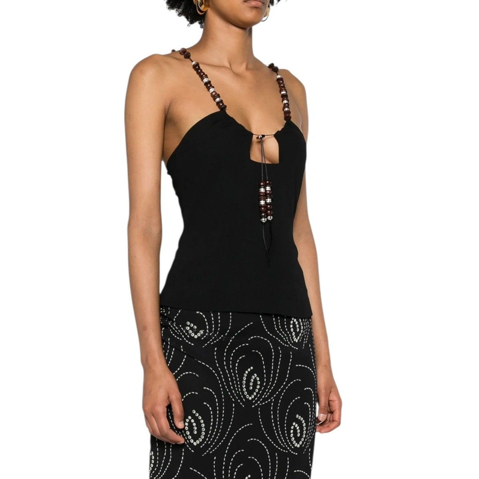 Solarte beaded crepe tank blouse