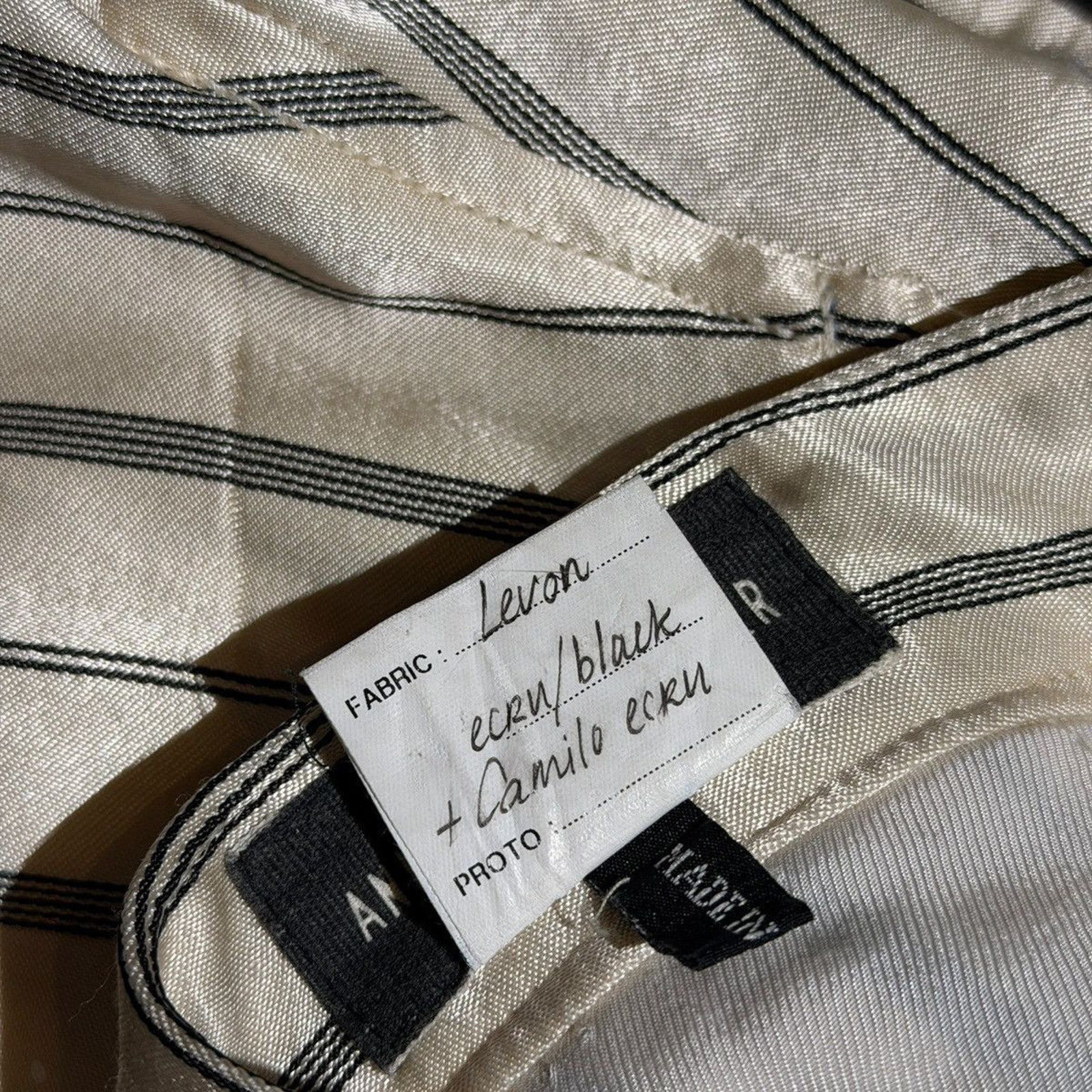 Striped silk/linen ecru trouser
