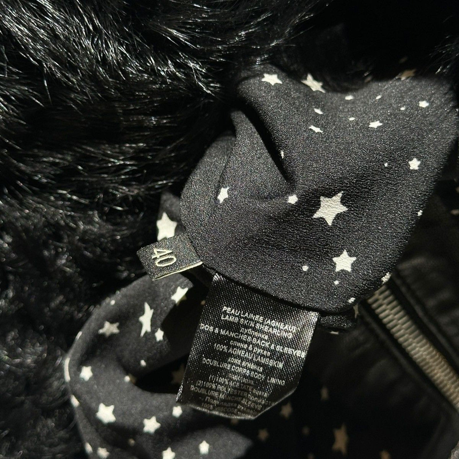 Fur detailed zip leather jacket