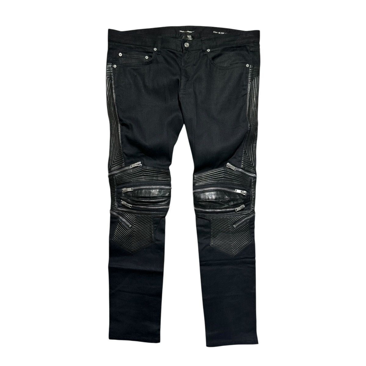 D04 motocycke biker leather zipped denim
