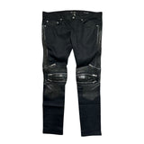 D04 motocycke biker leather zipped denim