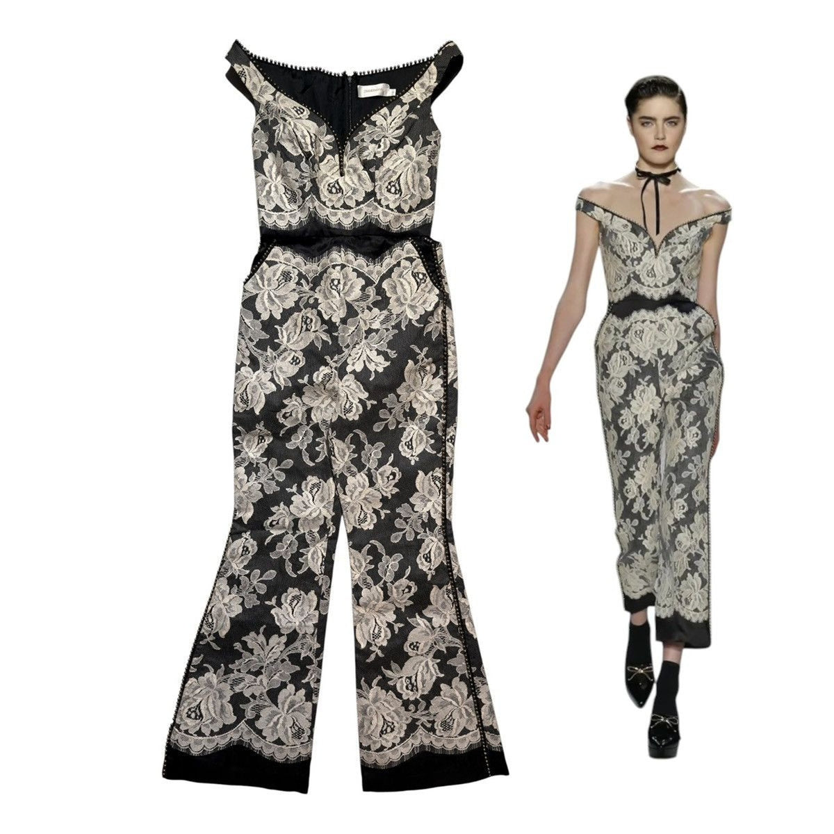 Runway Layered lace studded bodysuit/romper