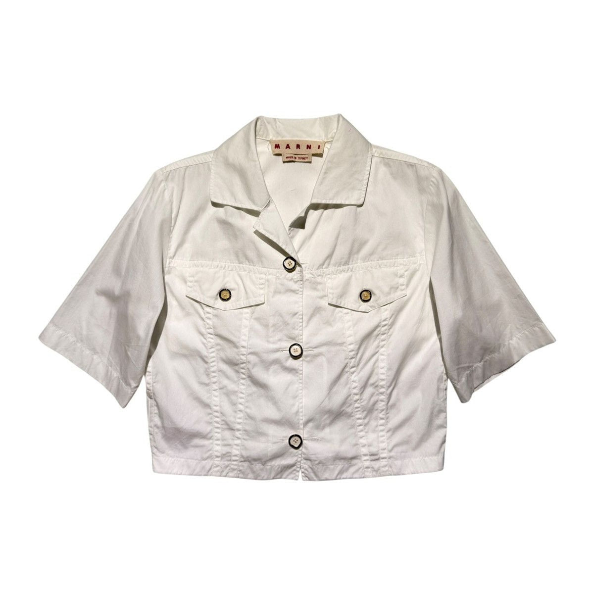 SS21 cropped boxy button down