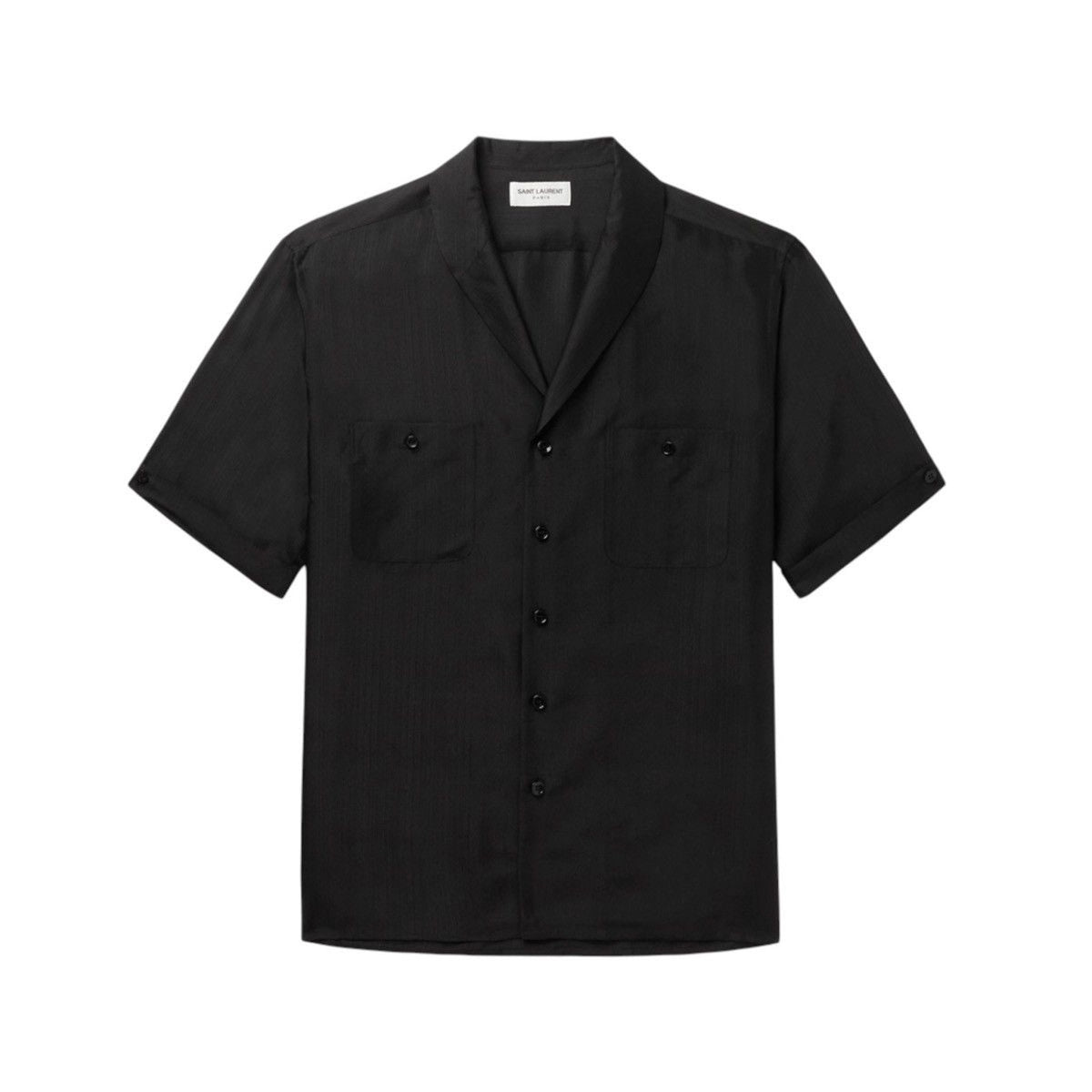 Shawl collar striped silk blend shirt