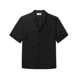 Shawl collar striped silk blend shirt