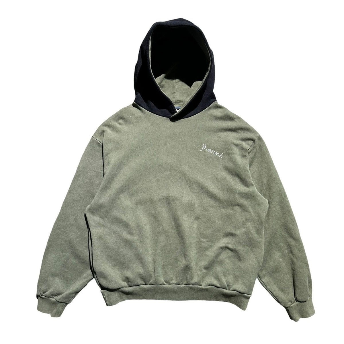 Paneled embroidered hoodie