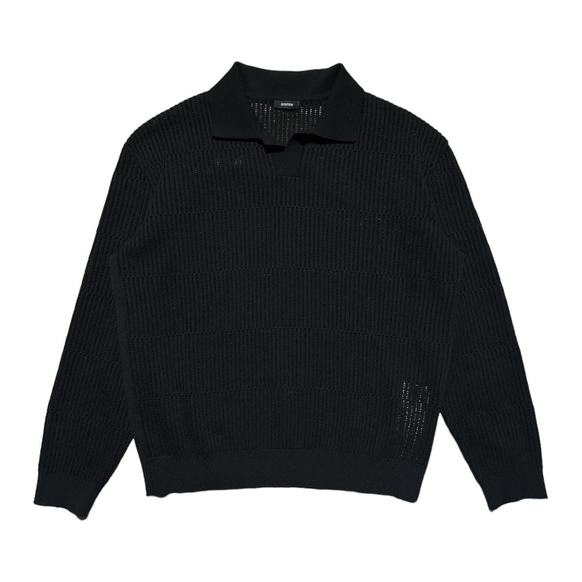 Mesh woven long sleeve polo