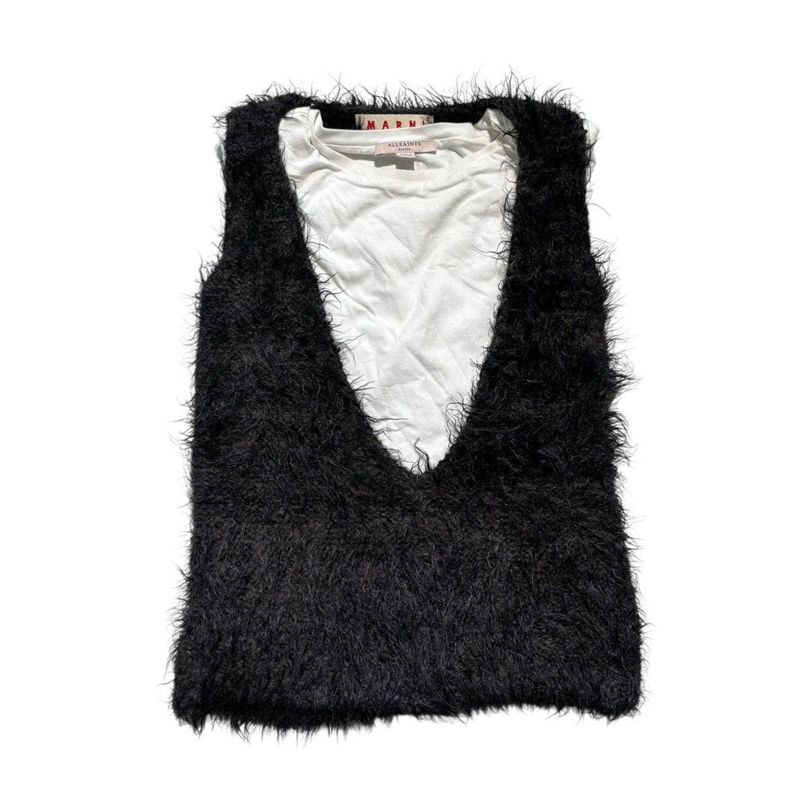 Fuzzy deep v neck sweater