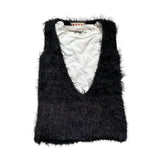 Fuzzy deep v neck sweater