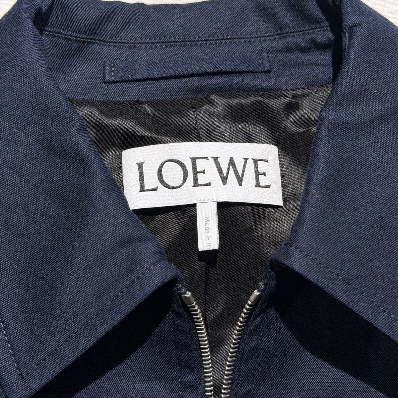 $2,350 Leather trimmed twill jacket