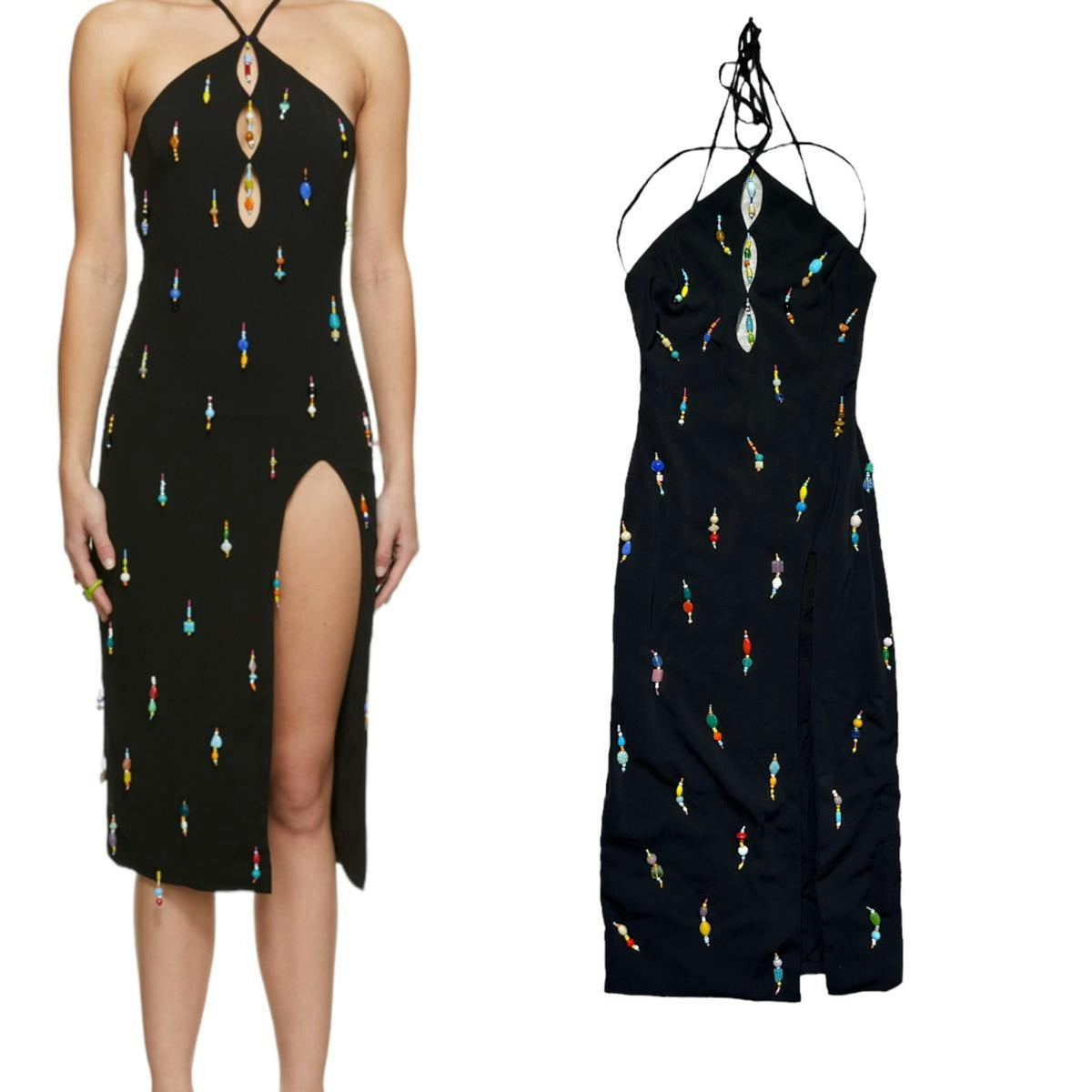 Crepe hand beaded dress