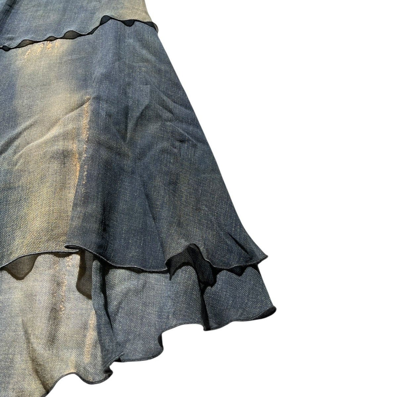Chiffon ruffled flared jeans