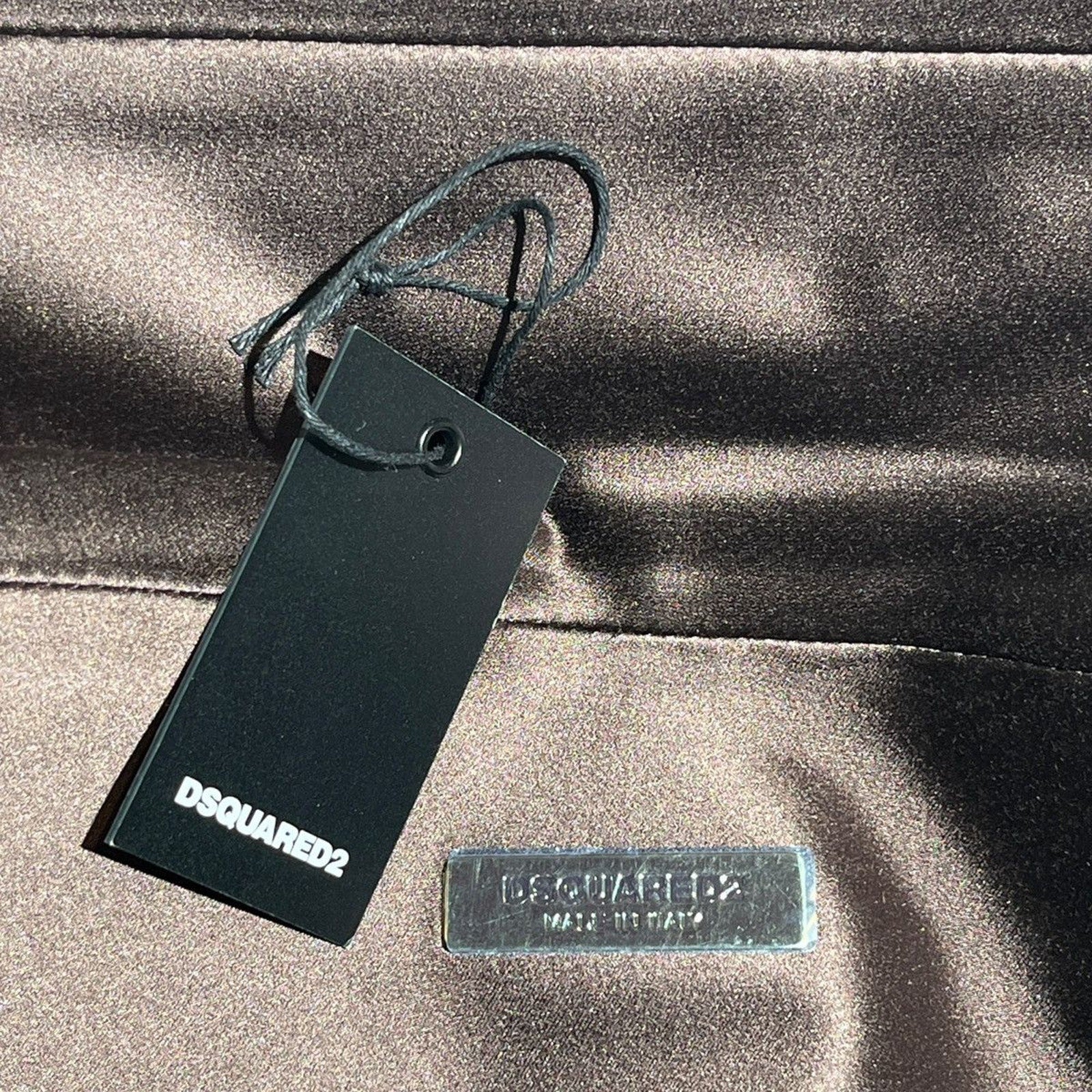 Satin logo clutch
