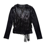 Fringe tassle leather jacket