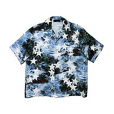 Star printed silk tropical wave shirt