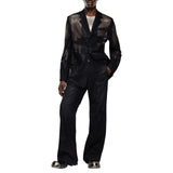 Double layered sheer distressed trouser