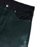 Genuine suede leather paneled flare denim