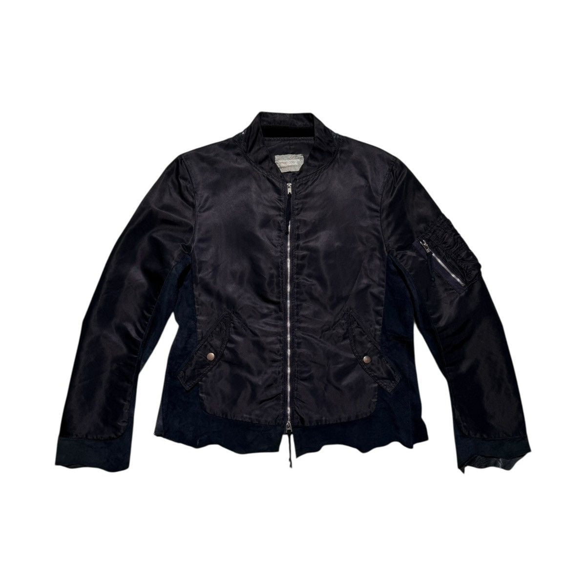 Sueded leather panel nylon bomber