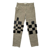 linen lamb leather woven pant