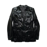 Glossy crinkled Liquid Metal blazer