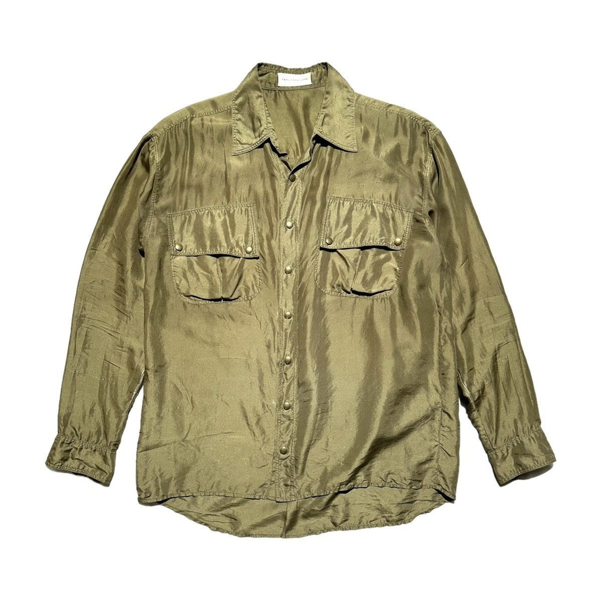 Silk snap button cargo pocket shirt