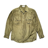 Silk snap button cargo pocket shirt