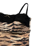 Animal print lace trim blouse