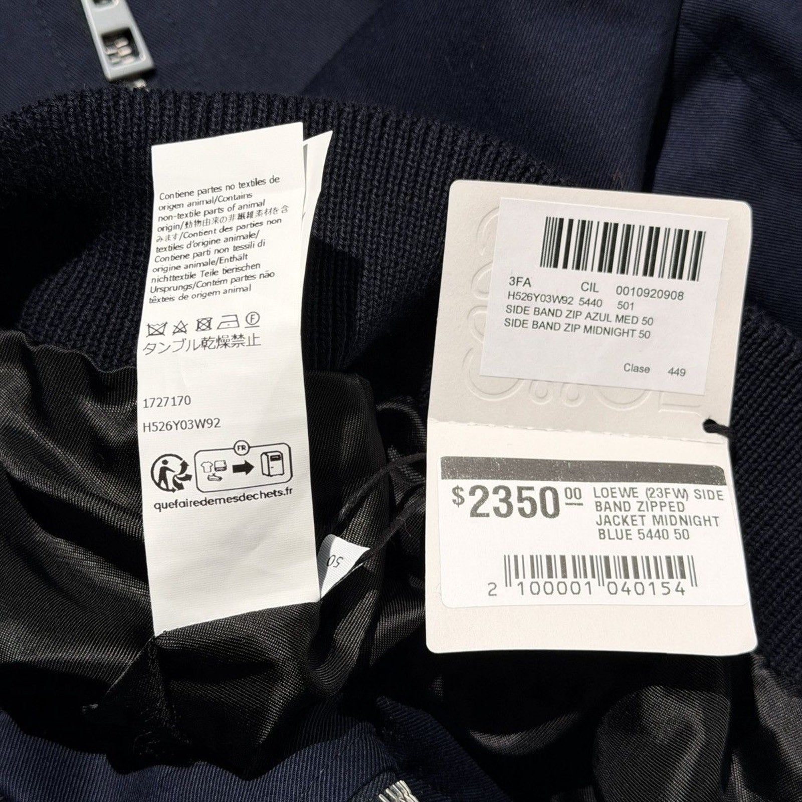 $2,350 Leather trimmed twill jacket