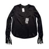 Silk fringe sleeve blouse