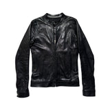Classic leather zip front racer cafe jacket