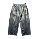 Metallic waxed coated denim