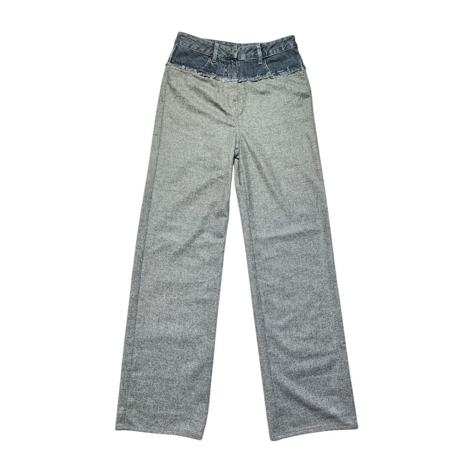 Hybrid paneled denim/wool trouser