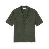 Shawl collar striped silk blend shirt