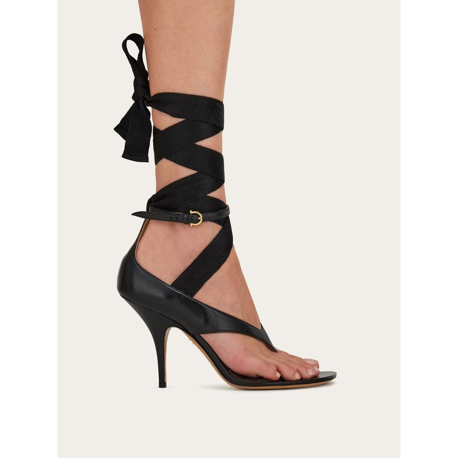Leliu leather thong heels