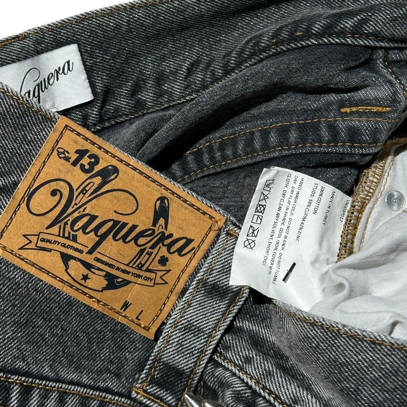 Studded spike denim