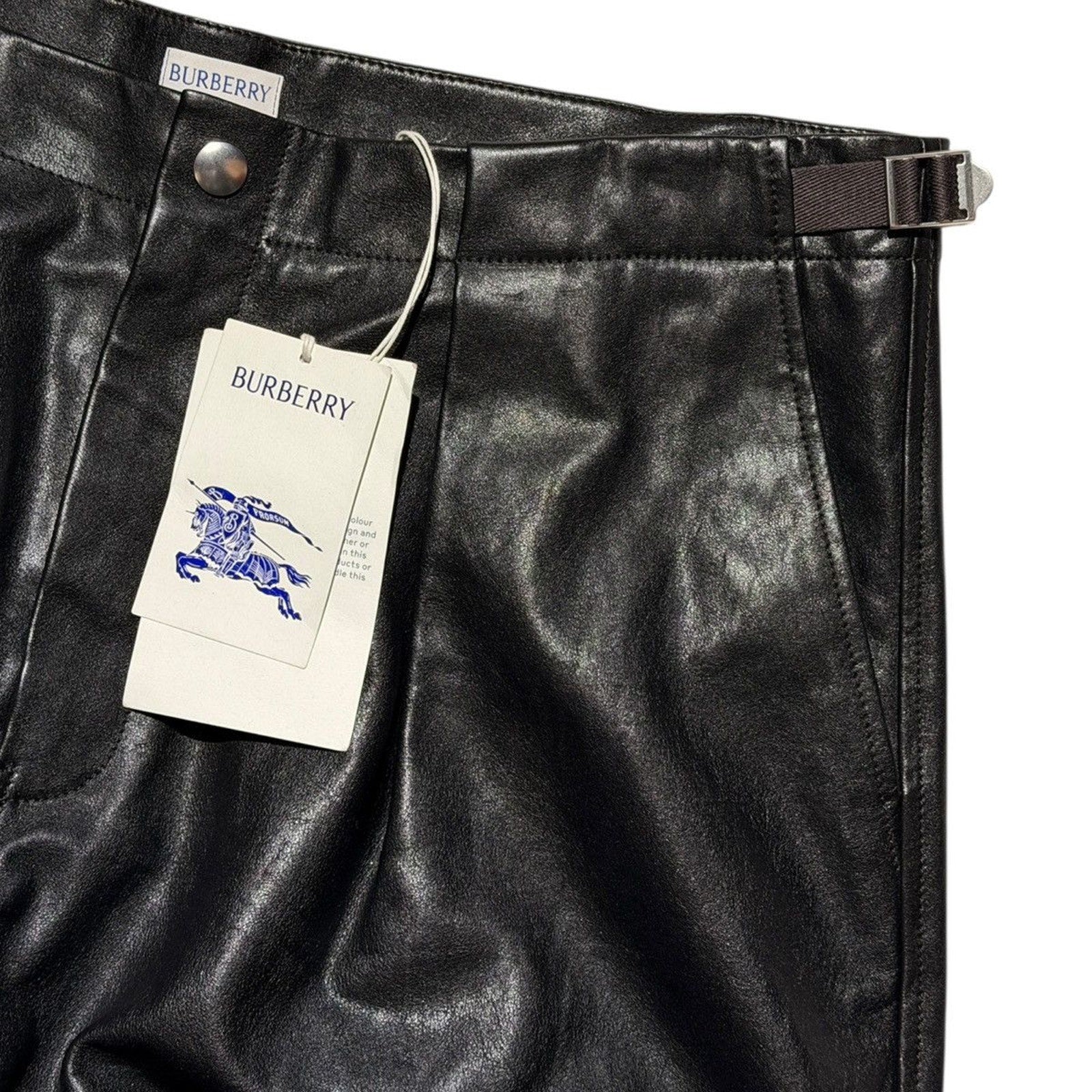 Pleated Leather baggy adjustable pant