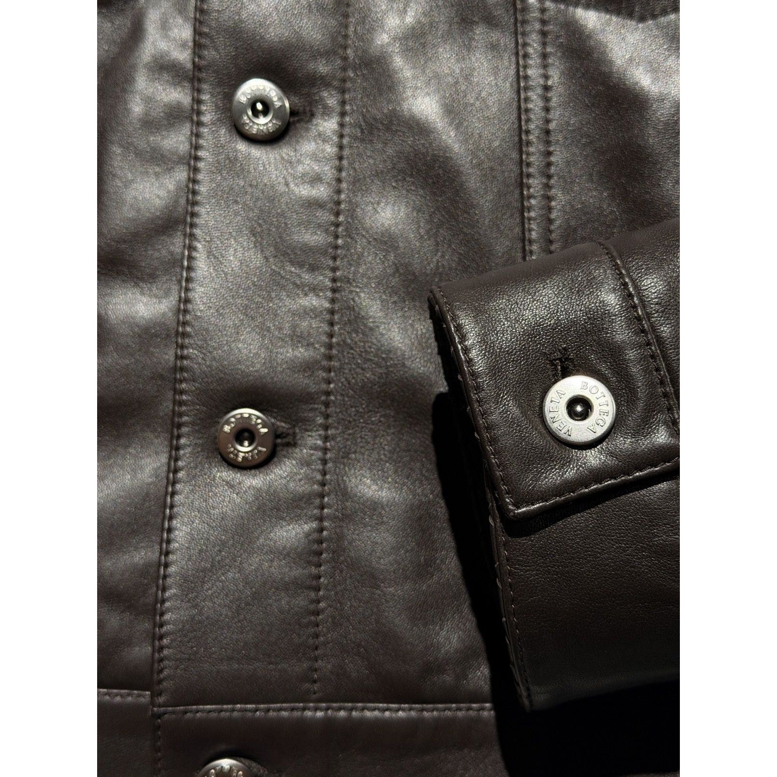 Intrecciato collar leather jacket