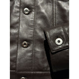 Intrecciato collar leather jacket